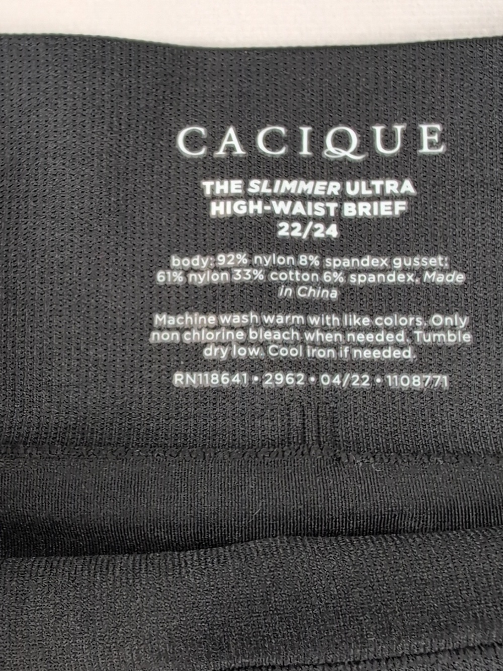 Cacique Black The Slimmer Ultra High-Waist Brief Size 22/24 - Picture 3 of 7